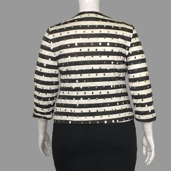 Joseph Ribkoff sequin striped jacket - Picture 2 of 7